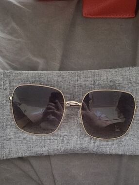 Kenneth Cole Gold Frame Square Sunglasses with Dark Lenses